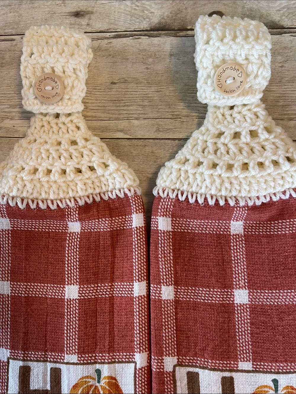 Sale! Crochet Top Hanging Towel Set of 2 Fall Decor Double Thickness
